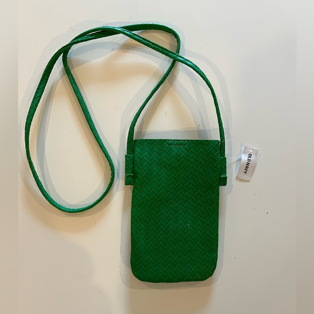 Old Navy Green Woven Crossbody Phone Pouch